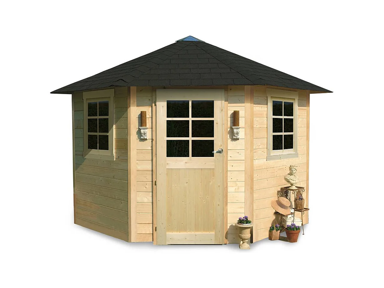 Houten tuinhuis "Nancy" met draaikiepramen en ventilatiesysteem - 5,70 m² - 28 mm - België
