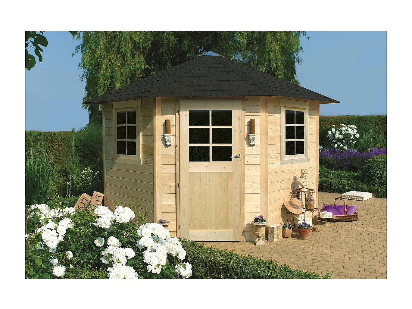 Abri jardin bois "Nancy" - 5.70 m2 - 2.55 x 2.55 x 2.75 m - 28 mm