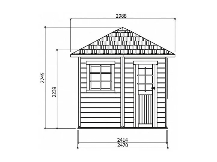 Abri jardin bois "Nancy" - 5.70 m2 - 2.55 x 2.55 x 2.75 m - 28 mm