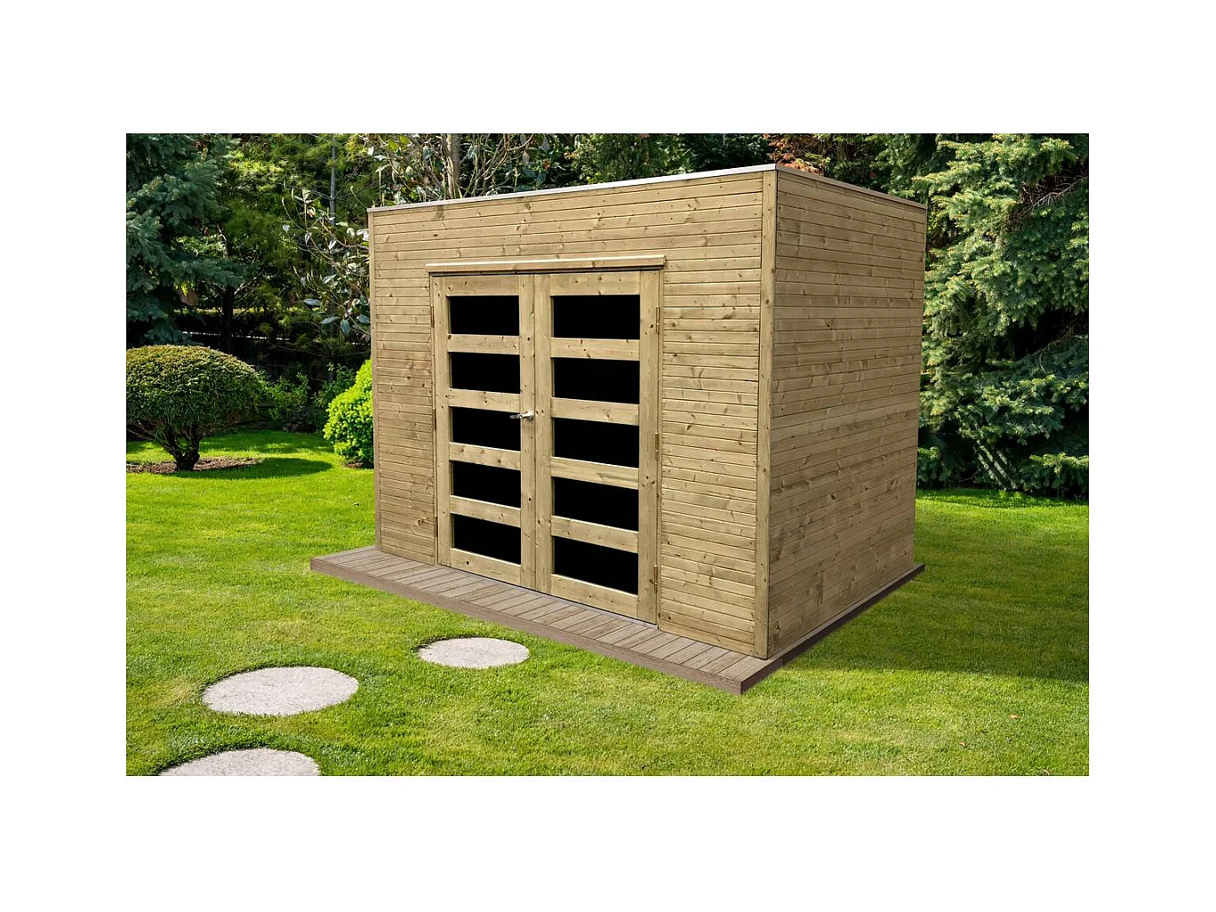 Houten tuinhuis "Capri" met geïntegreerde opslag - 5,94 m² - 299 x 199 x 225 cm