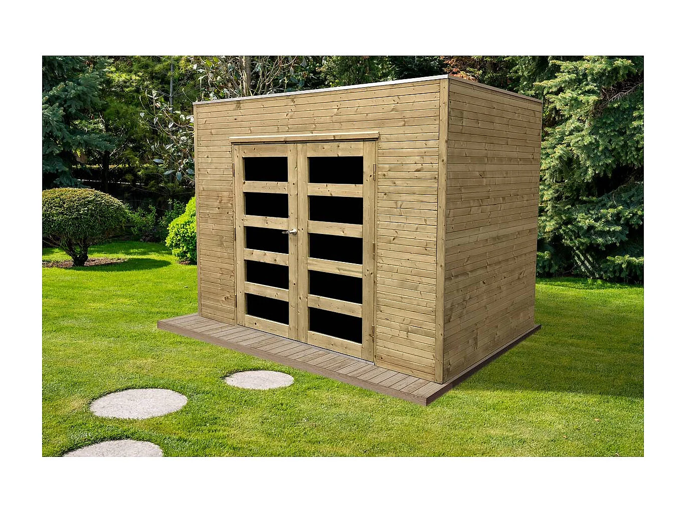 Abri jardin bois "Capri" - 5.94 m² - 2.99 x 1.99 x 2.25 m - 19 mm