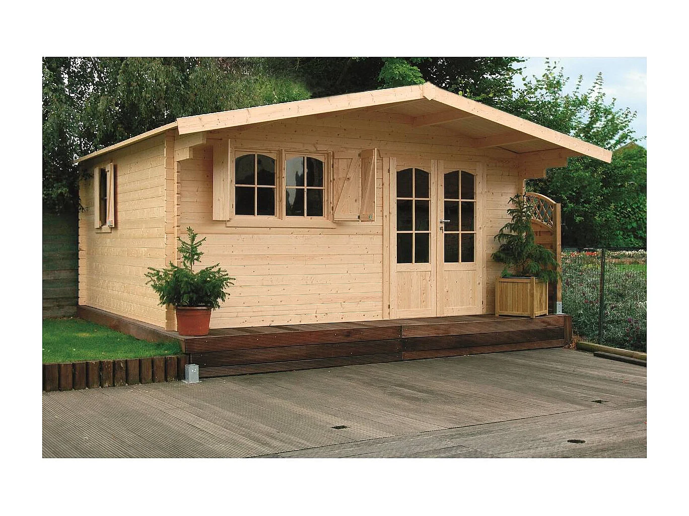 Abri jardin bois "Chamonix" - 19.98 m² - 4.78 x 4.18 x 2.35 m - 40 mm