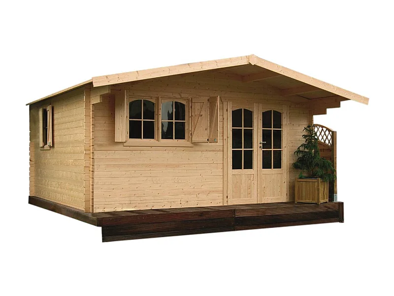 Houten Tuinhuis "Chamonix" met Dubbele Deur en Raam - 19.98 m² - 40mm - België