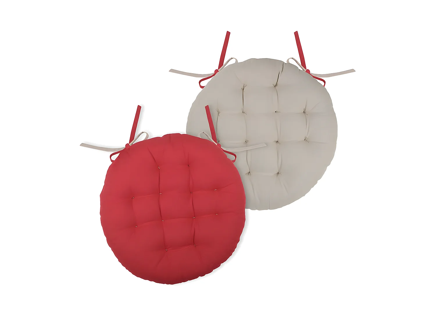 Coussin de chaise Rouge et Lin rond réversible 38 cm
