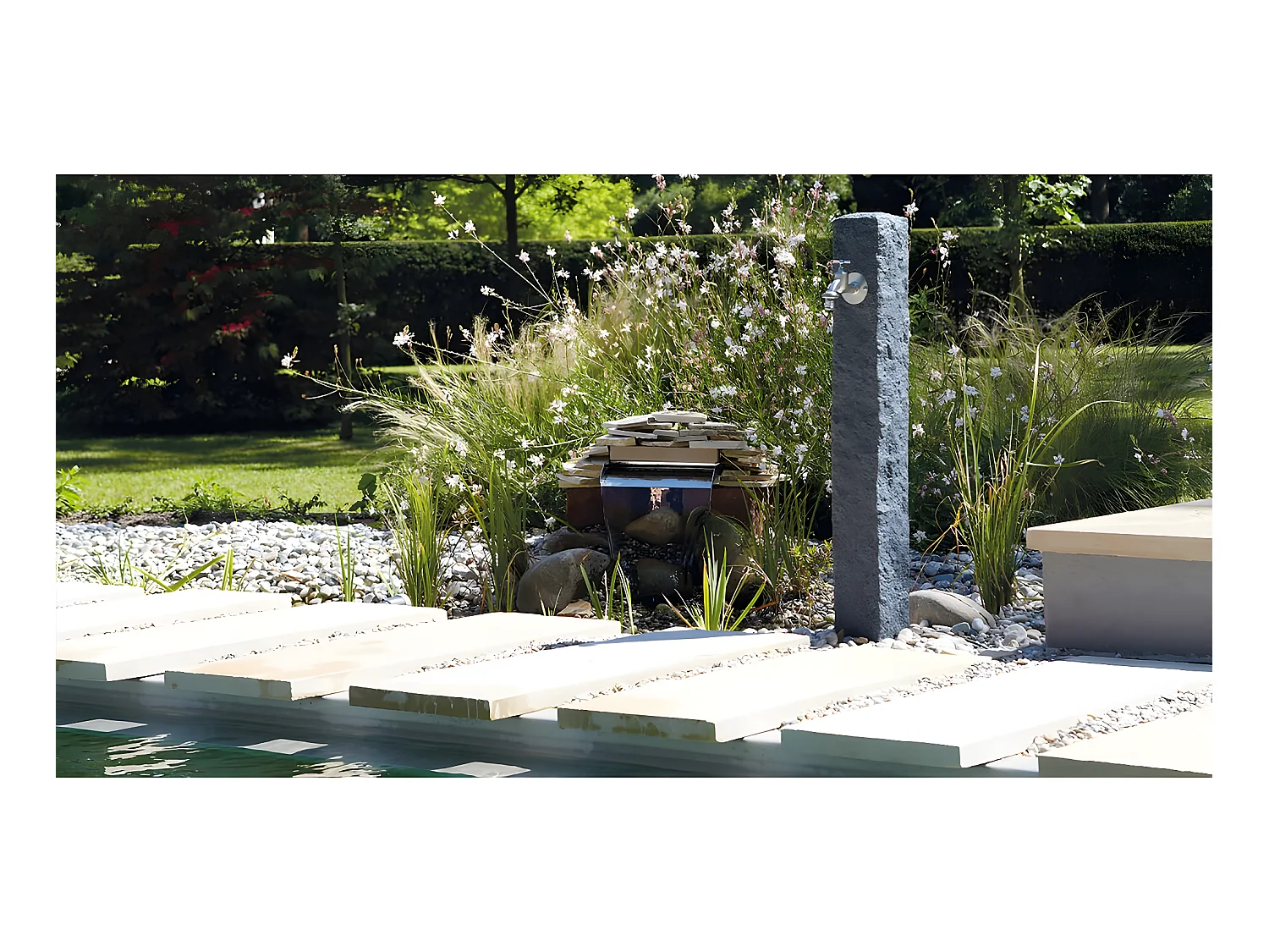 Fontaine "Granit" - Gris foncé - 100 x 13 x 13 cm