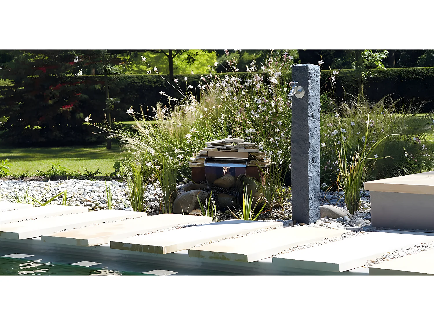 Fontaine "Granit" - Gris foncé - 100 x 13 x 13 cm