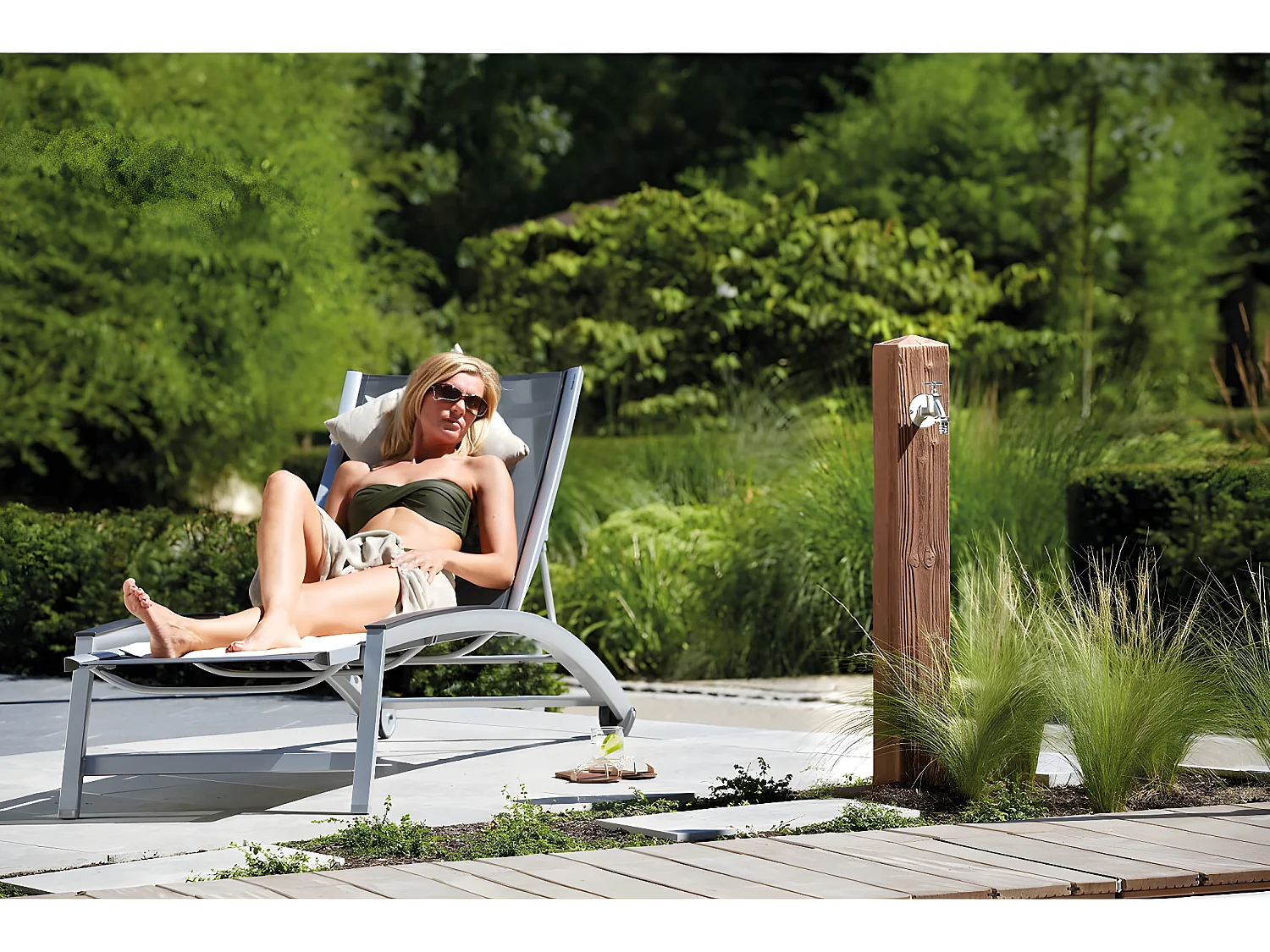 Fontaine "Wood" - Bois foncé - 100 x 13 x 13 cm