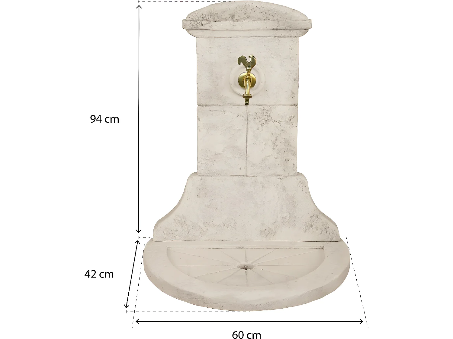 Fontaine "CHANTILLY" - en pierre reconstituée - 60 x 42 x 94 cm