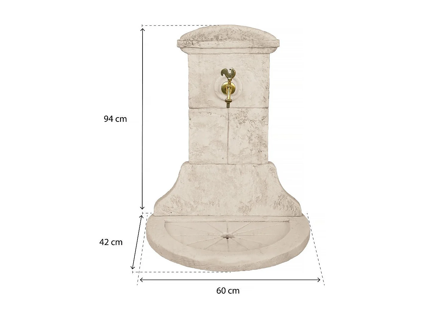 Fontaine "CHANTILLY" - en pierre reconstituée - 60 x 42 x 94 cm