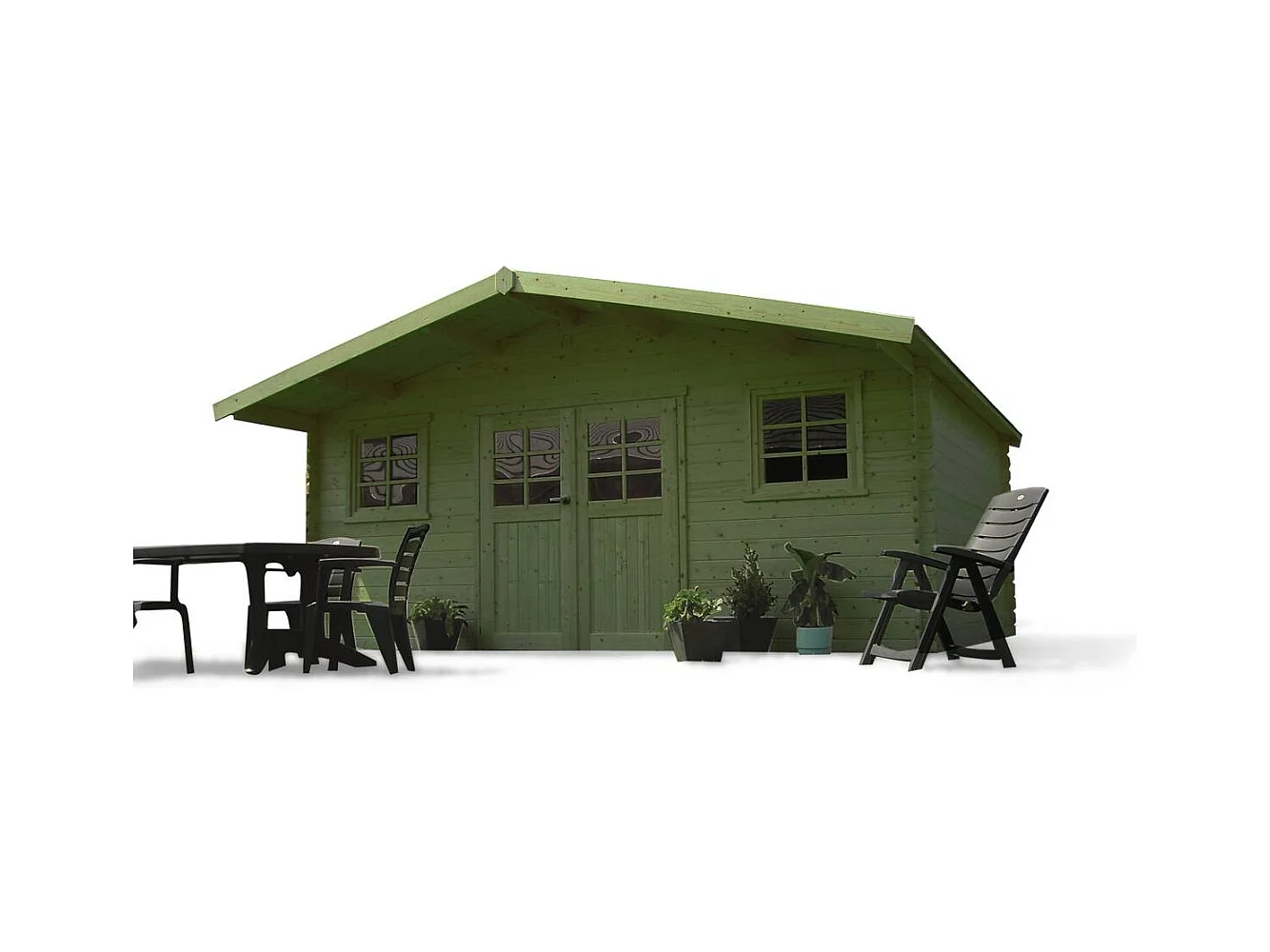 Abri jardin bois "Zürich" - 19.71 m² - 5.08 x 3.88 x 2.53 m - 28 mm