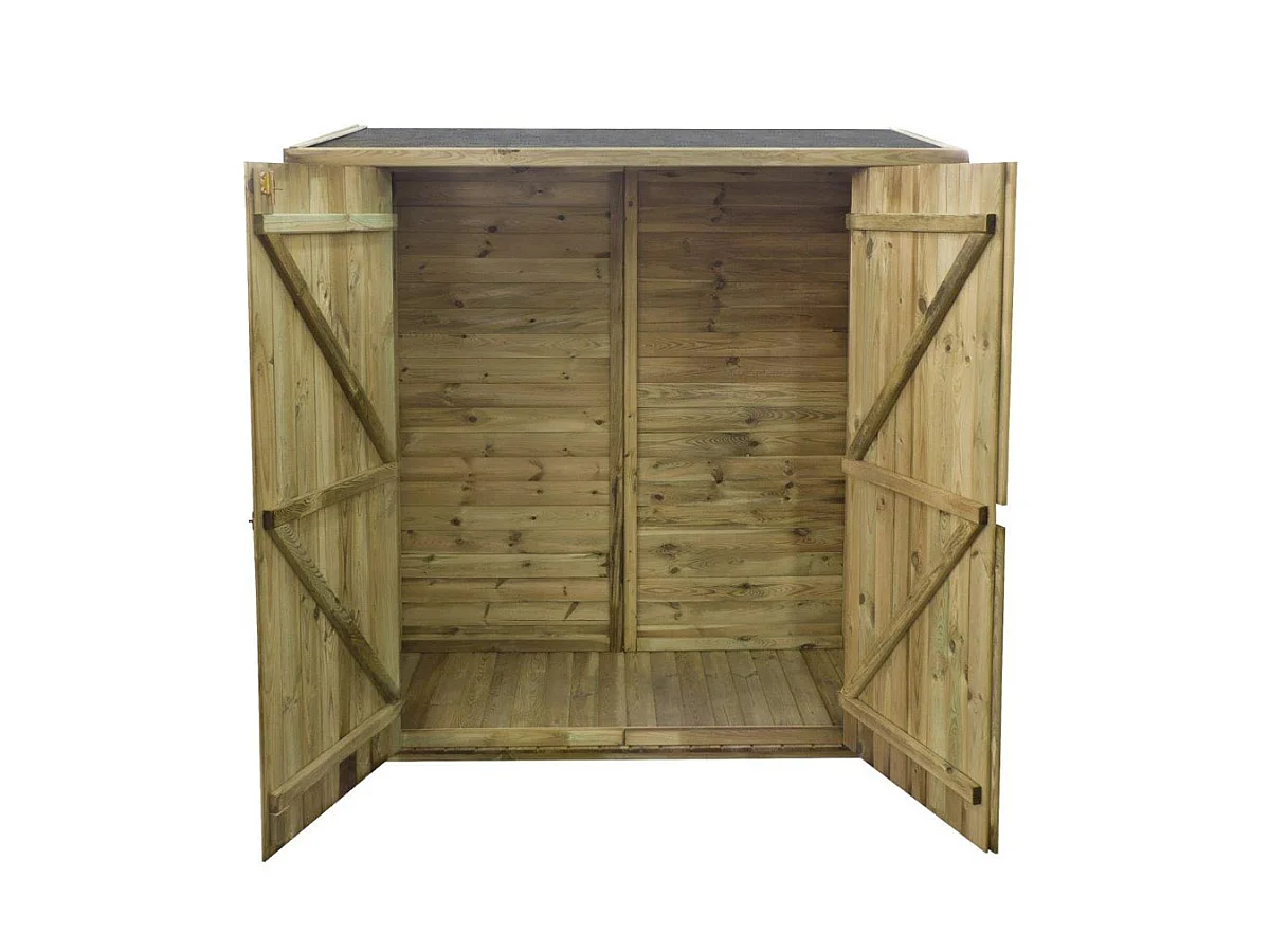 Gerätehaus aus Holz an Wand aufstellbar "Lipki". - 1,79 x 0,9 x 1,78/1,87 m  - 1,61 m² - 12 mm - Mit Fußboden