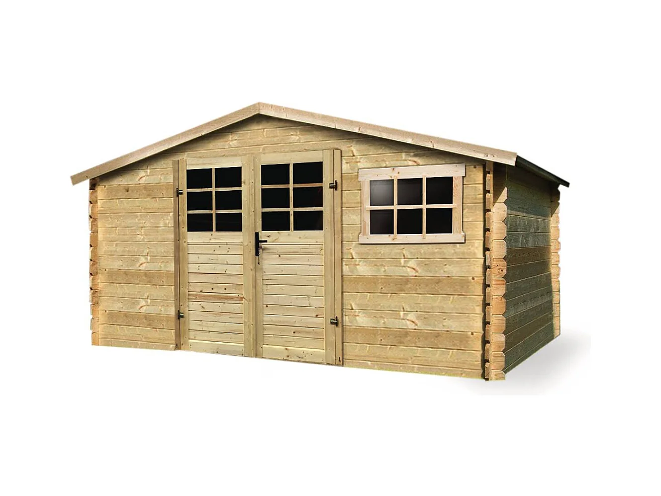 Abri jardin bois traditionnel -  11.56 m2 - 388 x 298 x 218 cm - 28mm