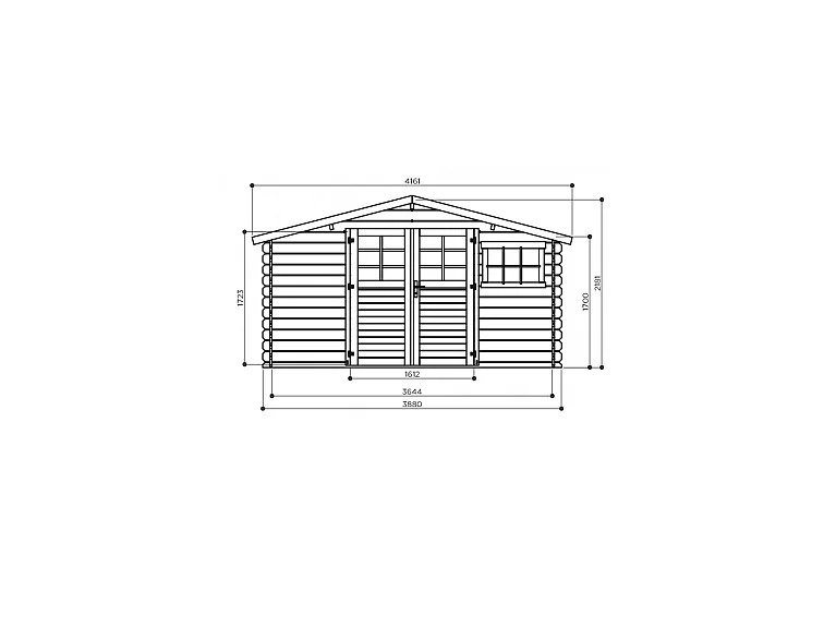 Abri jardin bois traditionnel -  11.56 m2 - 388 x 298 x 218 cm - 28mm
