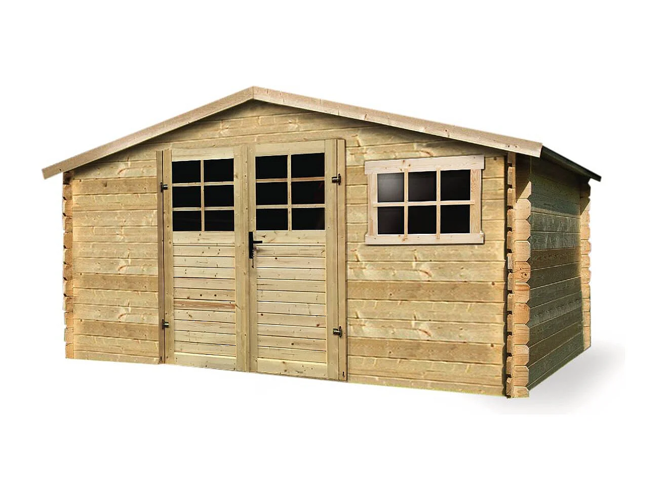 Traditioneel Houten Tuinhuis met Dubbele Deur en Opslagruimte - 11,56 m2 - 28mm - België