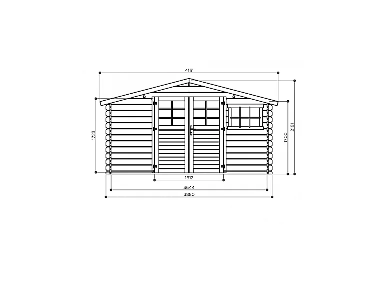 Traditioneel houten tuinhuisje - 11.56 m2 - 388 x 298 x 218 cm - 28mm