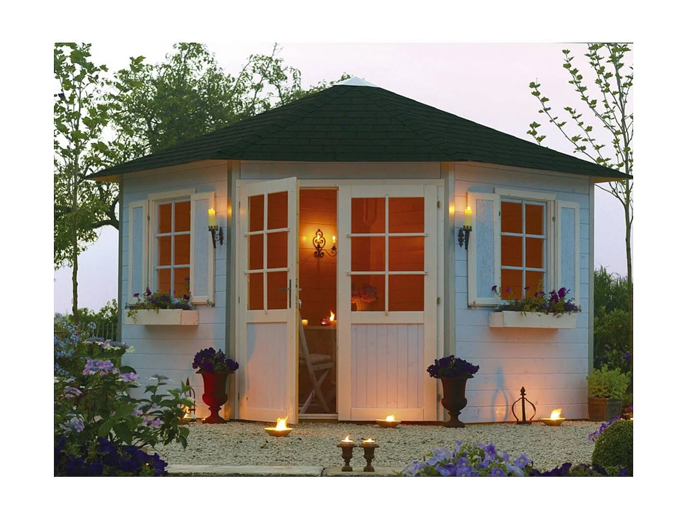 Abri jardin pentagone "Nancy" - 7.88 m² - 4.24 x 3 x 2.82 m - 28 mm