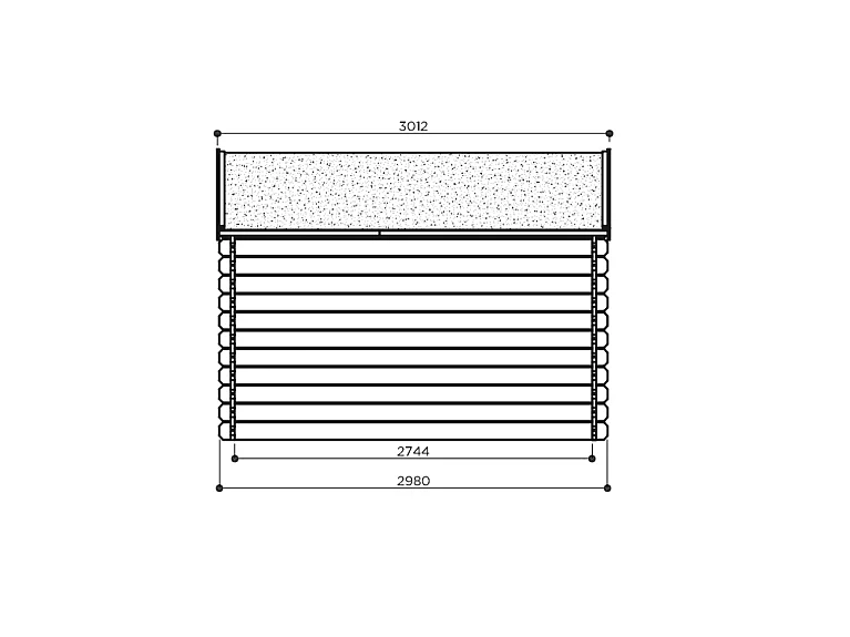 Abri jardin bois traditionnel - 8.88 m2 - 2.98 x 2.98x 2.18 m - 28 mm