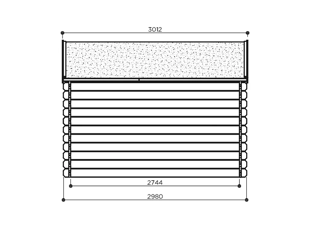 Abri jardin bois traditionnel - 8.88 m2 - 2.98 x 2.98x 2.18 m - 28 mm