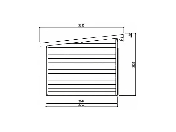 Abri jardin bois "Venezia" - 8.91 m² - 3.33 x 2.7 x 2.33 m - 28 mm