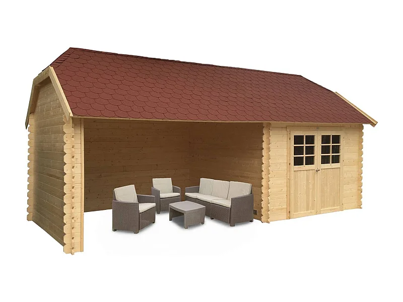 Houten tuinhuis "York" met dubbele deur en ventilatiesysteem - 8,88 m² - 28 mm