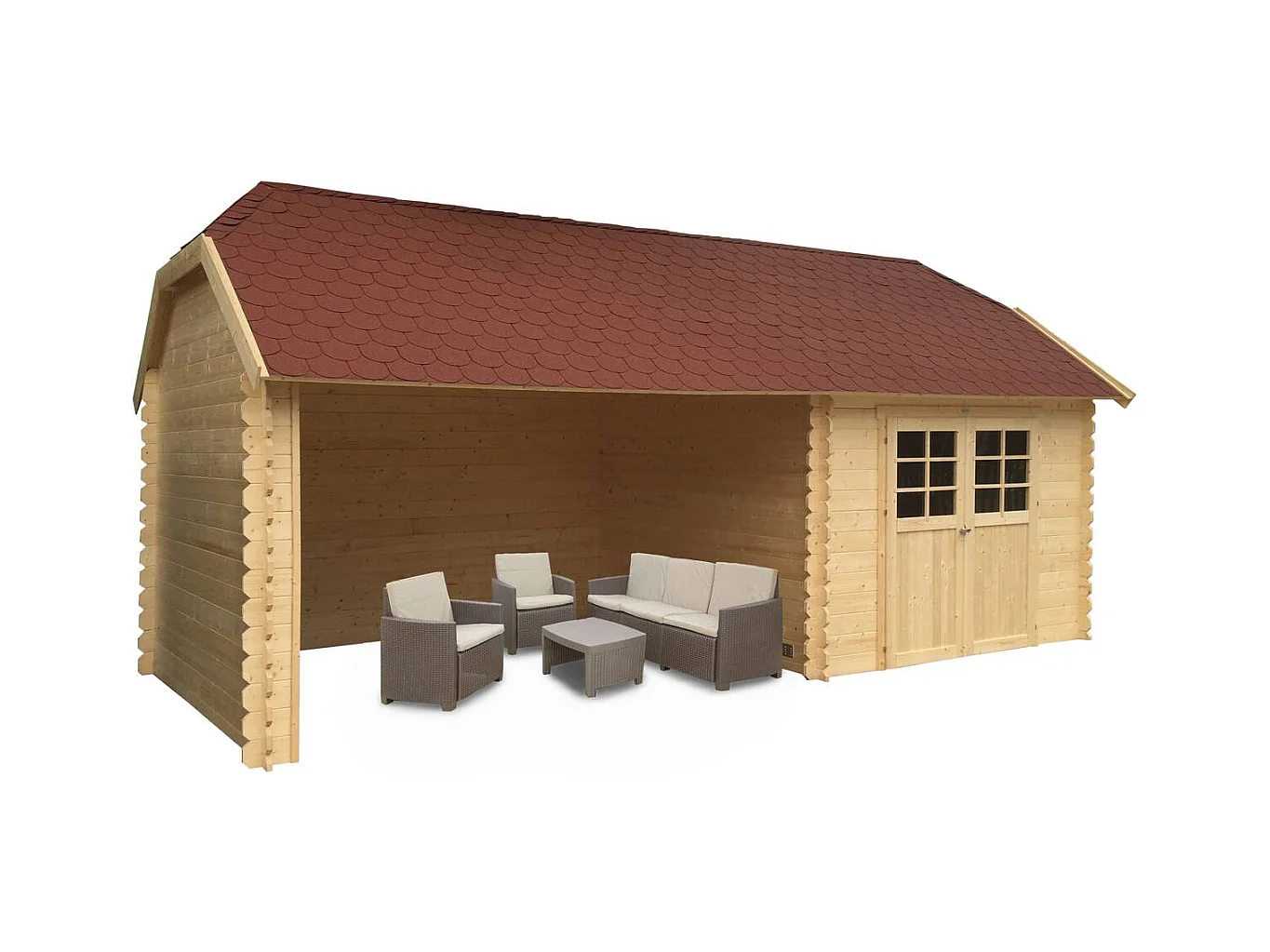 Abri jardin bois "York" - 8.88 m² - 2.98 x 2.98 x 3.64 m - 28 mm