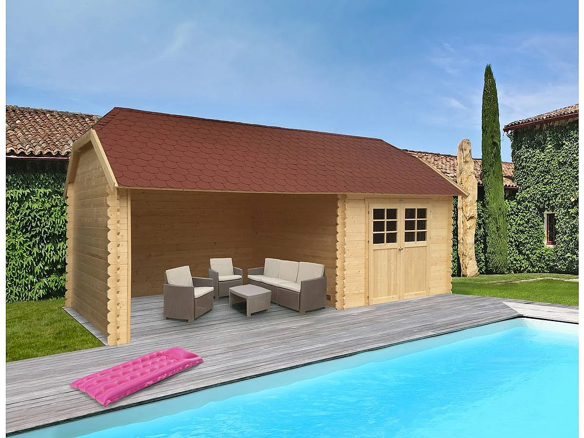 Abri jardin bois "York" - 8.88 m² - 2.98 x 2.98 x 3.64 m - 28 mm