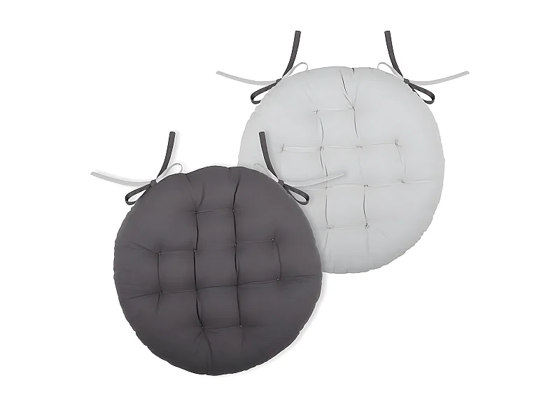 Coussin de chaise ronde réversible Gris Perle
