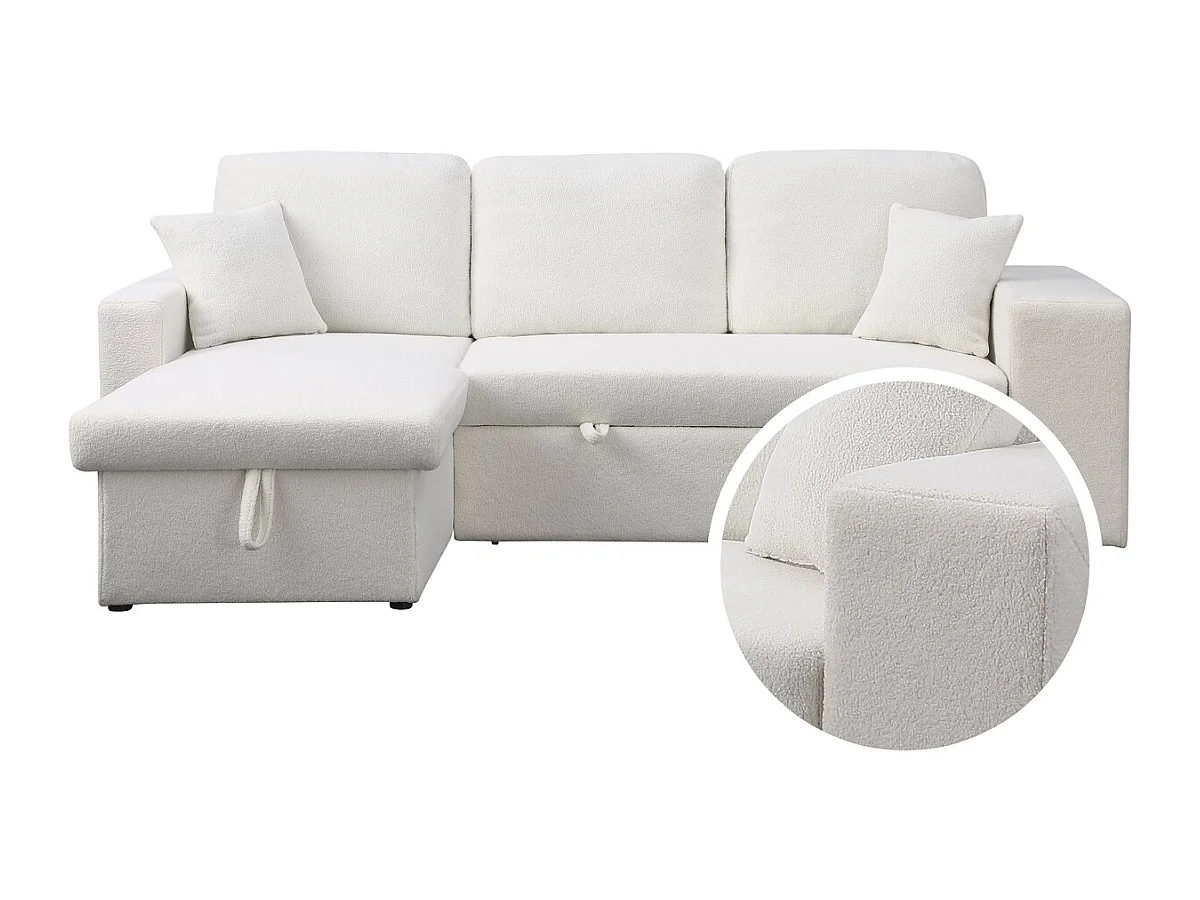 Canapé d'angle bouclettes convertible/reversible "Axel" - 3 Places - Blanc