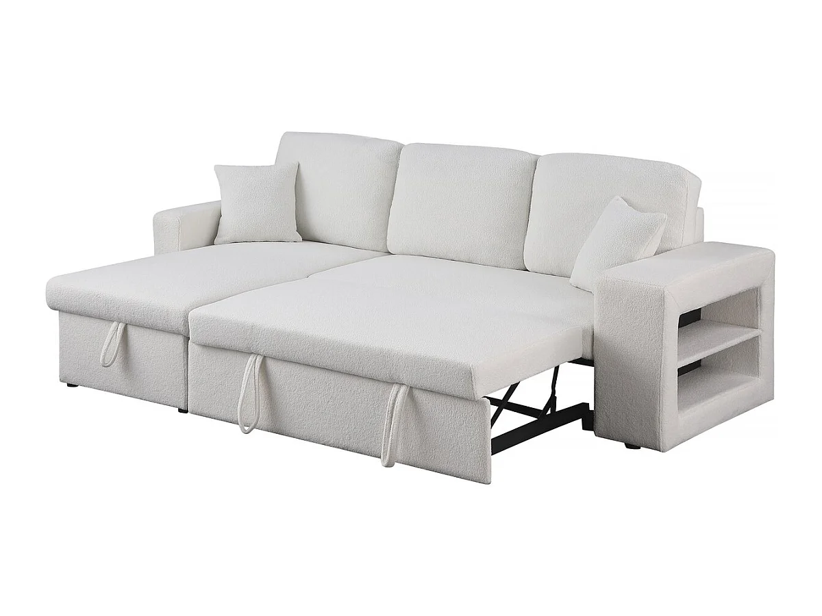 Canapé d'angle bouclettes convertible/reversible "Axel" - 3 Places - Blanc
