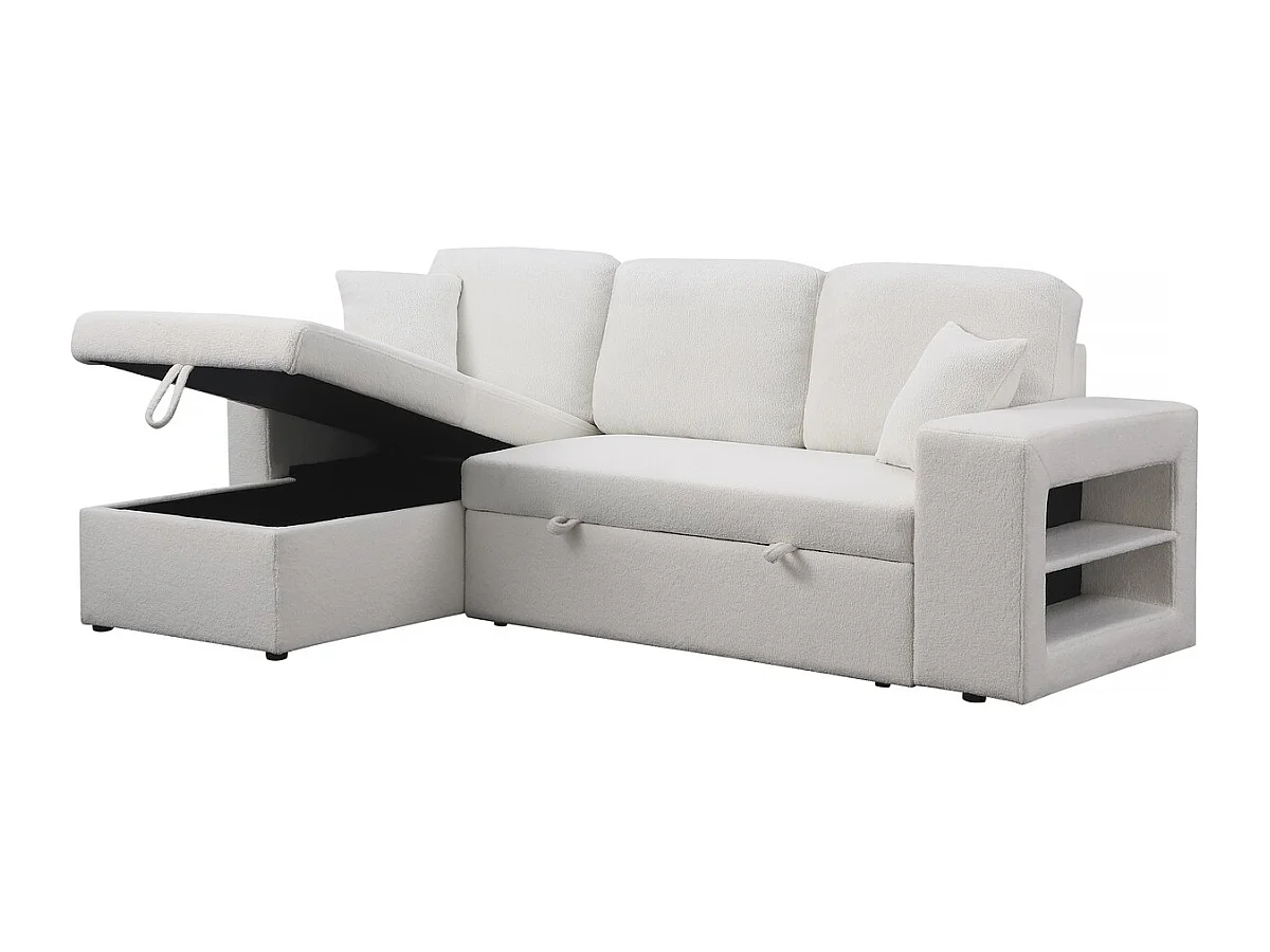 Canapé d'angle bouclettes convertible/reversible "Axel" - 3 Places - Blanc