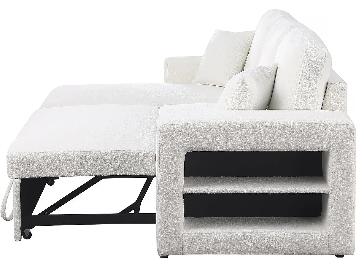 Canapé d'angle bouclettes convertible/reversible "Axel" - 3 Places - Blanc