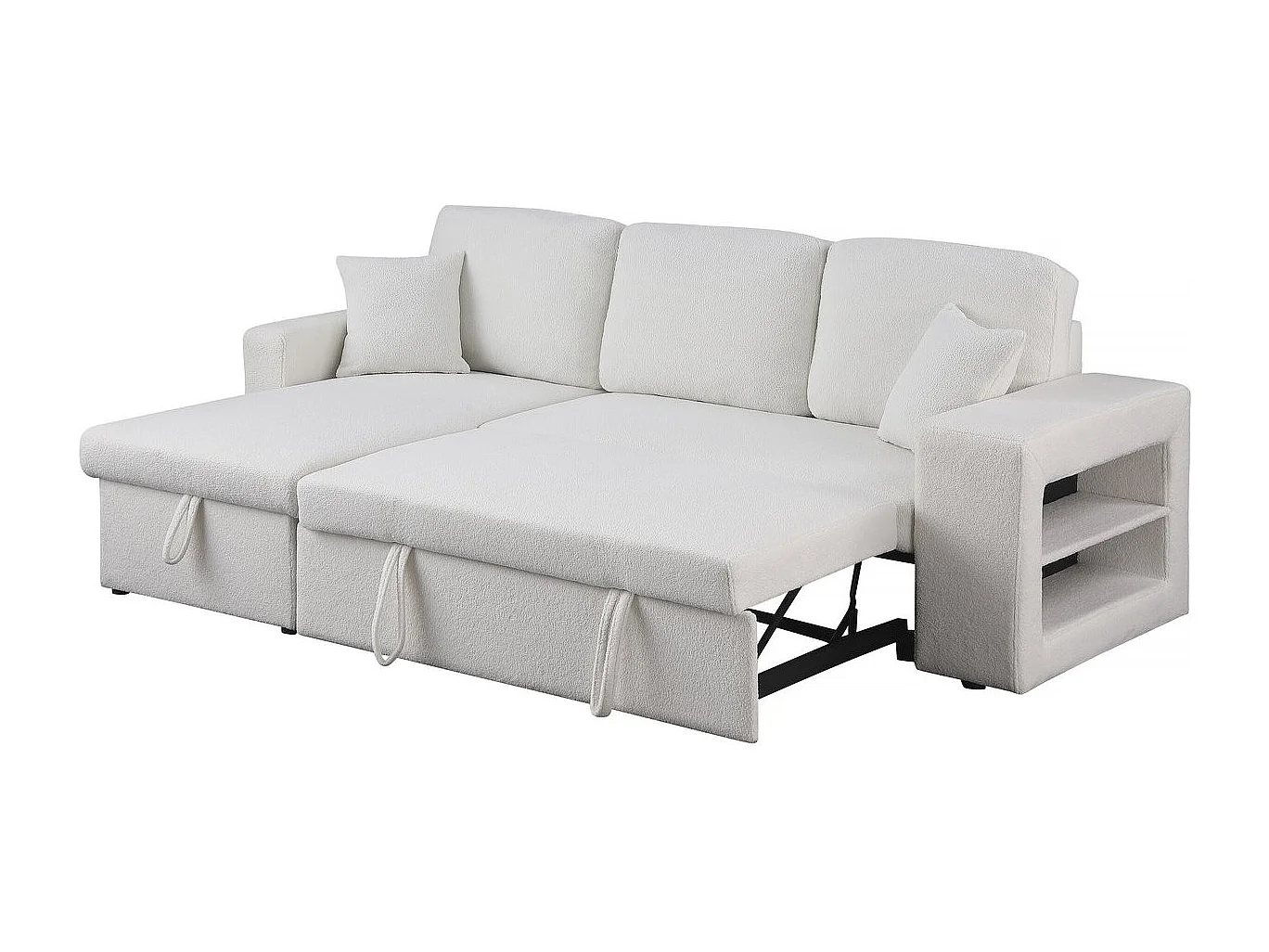 Canapé d'angle bouclettes convertible/reversible "Axel" - 3 Places - Blanc