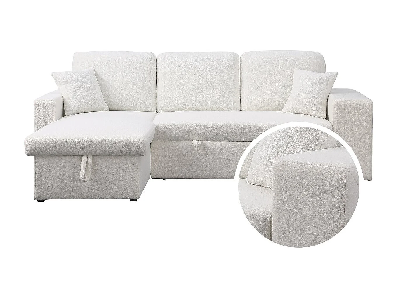 Canapé d'angle bouclettes convertible/reversible "Axel" - 3 Places - Blanc