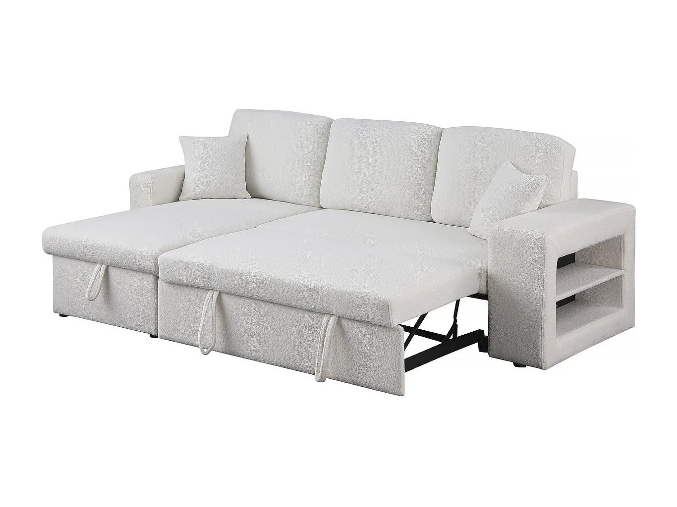 Canapé d'angle bouclettes convertible/reversible "Axel" - 3 Places - Blanc