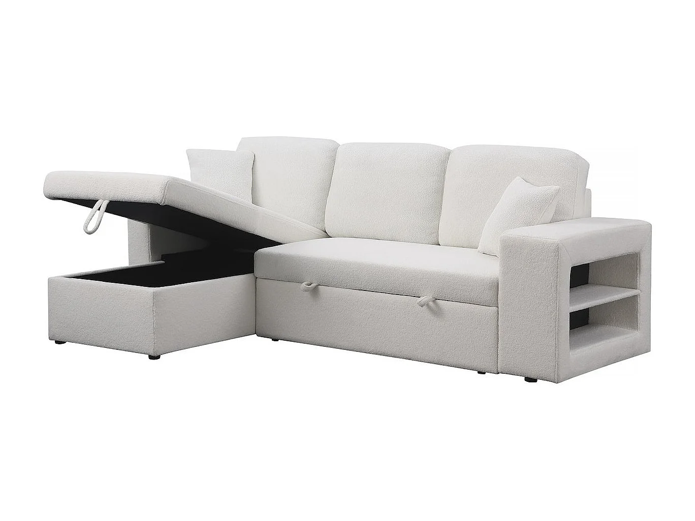 Canapé d'angle bouclettes convertible/reversible "Axel" - 3 Places - Blanc