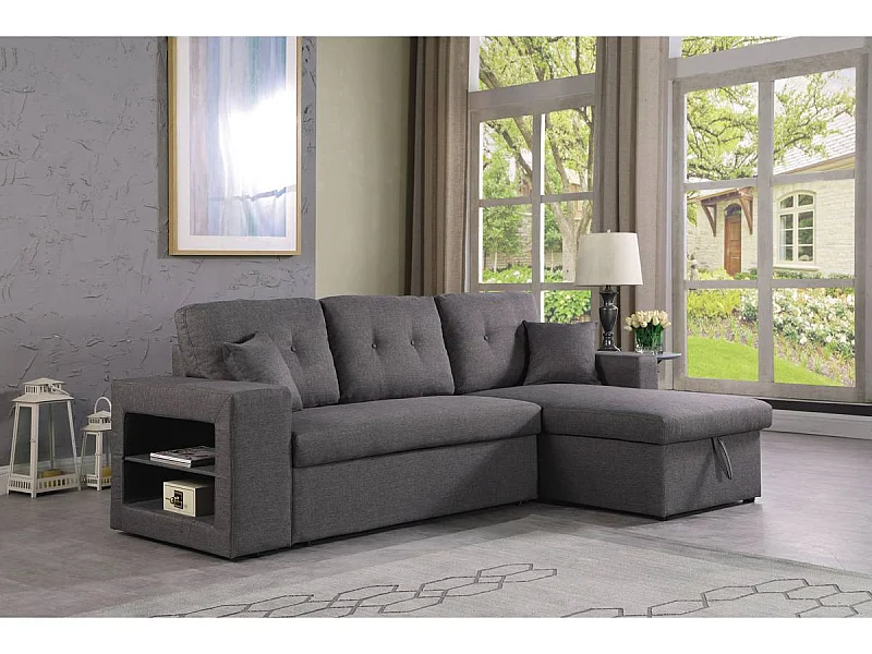 Ecksofa reversibel mit Schlaffunktion "Axel" - 3-Sitzer - Grau