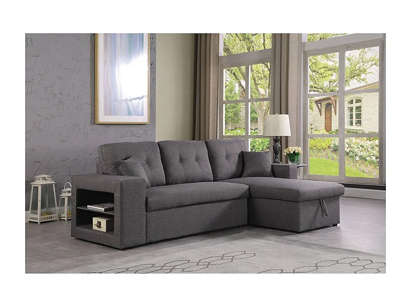 Hoekbank slaapbank meubel links of rechts bank "Axel" - 3 zits - Grijs