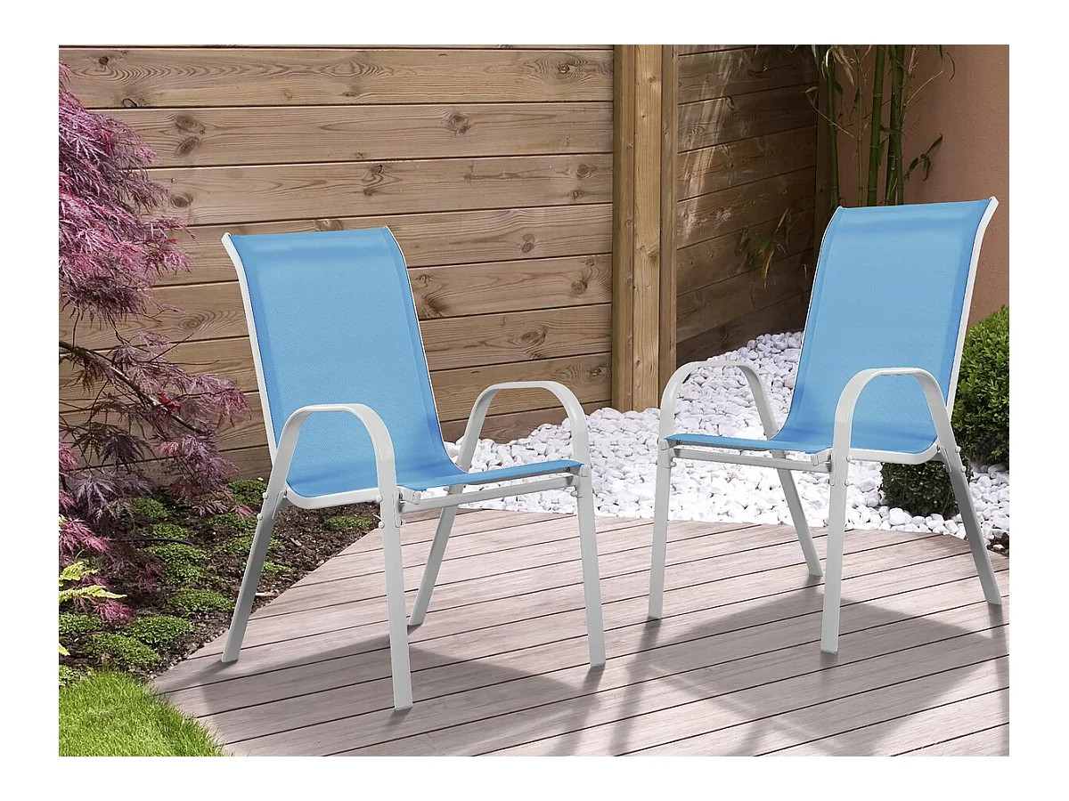 Fauteuil jardin Textilène "Cordoba" - Phoenix - Bleu - Lot de 2