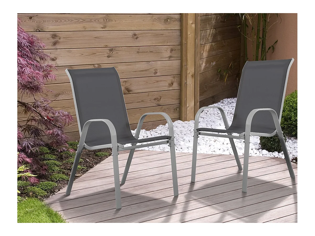 Gartenstuhl aus Textilene "Cordoba" - Phoenix - Dunkelgrau - 2er-Set