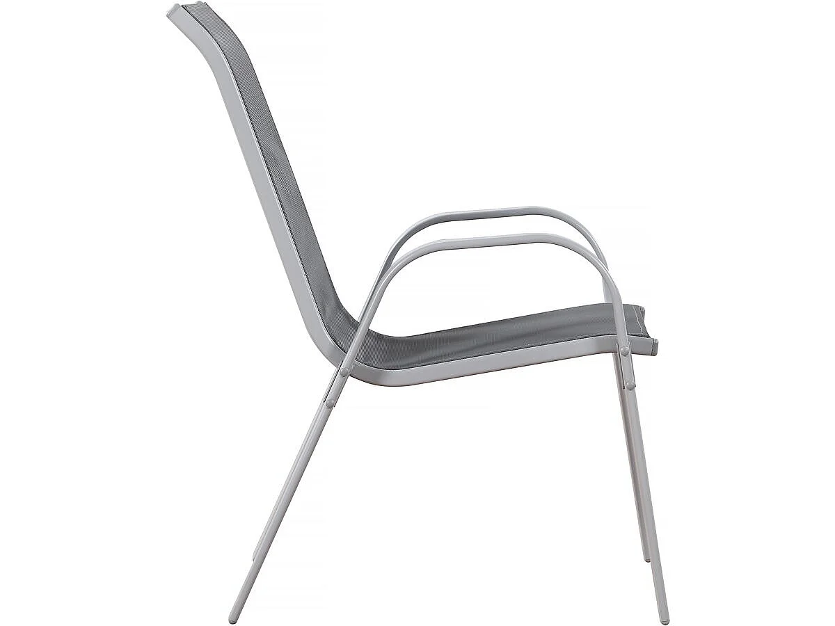 Tuinstoel "Cordoba" stoel fauteuil outdoor textileen - Phoenix - Grijs Donkergrijs - Set 2 stuks