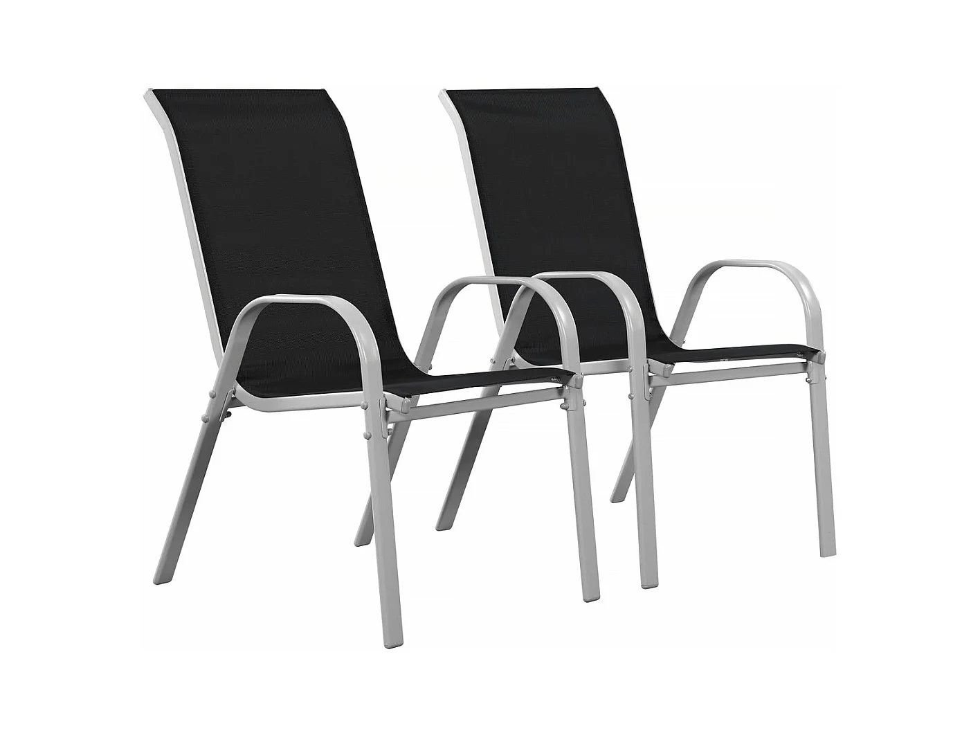 Conjunto de 2 cadeiras de jardim "CORDOBA" em Textilene preto resistente à água e anti-UV