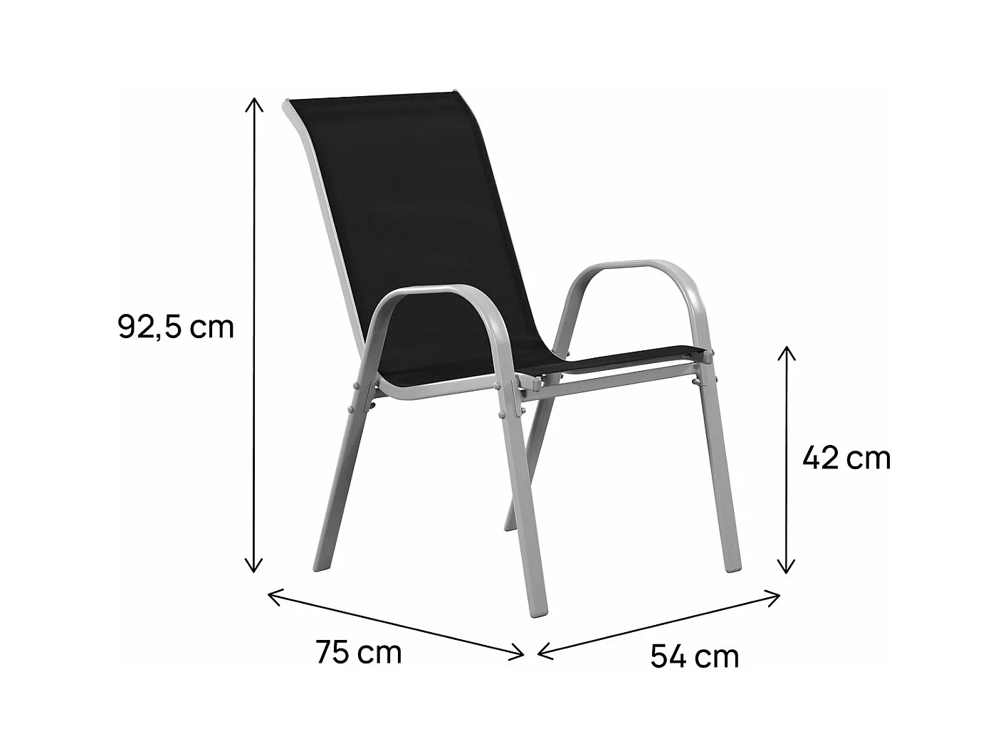 Conjunto de 2 cadeiras de jardim "CORDOBA" em Textilene preto resistente à água e anti-UV