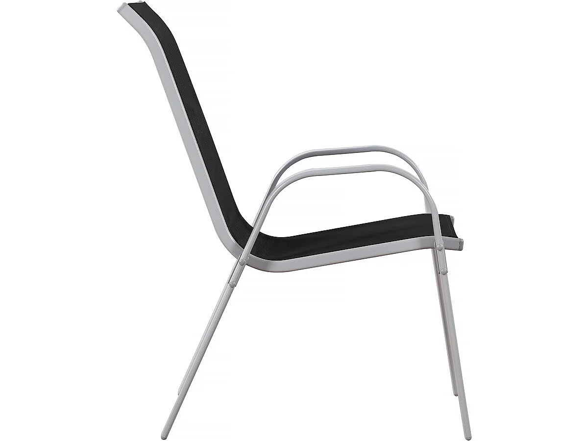 Tuinstoel "Cordoba" stoel fauteuil outdoor textileen - Phoenix - Zwart - Set 2 stuks