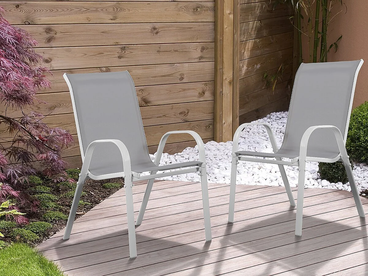 Tuinstoel "Cordoba" stoel fauteuil outdoor textileen - Phoenix - Ecru - Set 2 stuks