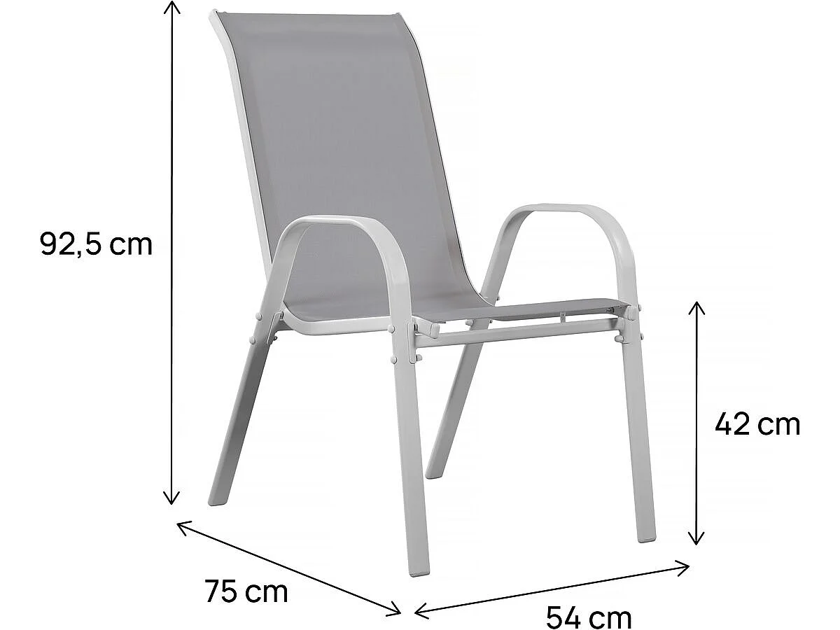 Tuinstoel "Cordoba" stoel fauteuil outdoor textileen - Phoenix - Ecru - Set 2 stuks