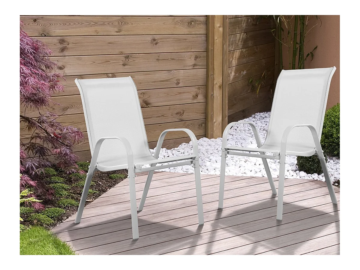 Sedia da giardino textilene "Cordoba" -Phoenix- Grigio chiaro-Set di 2