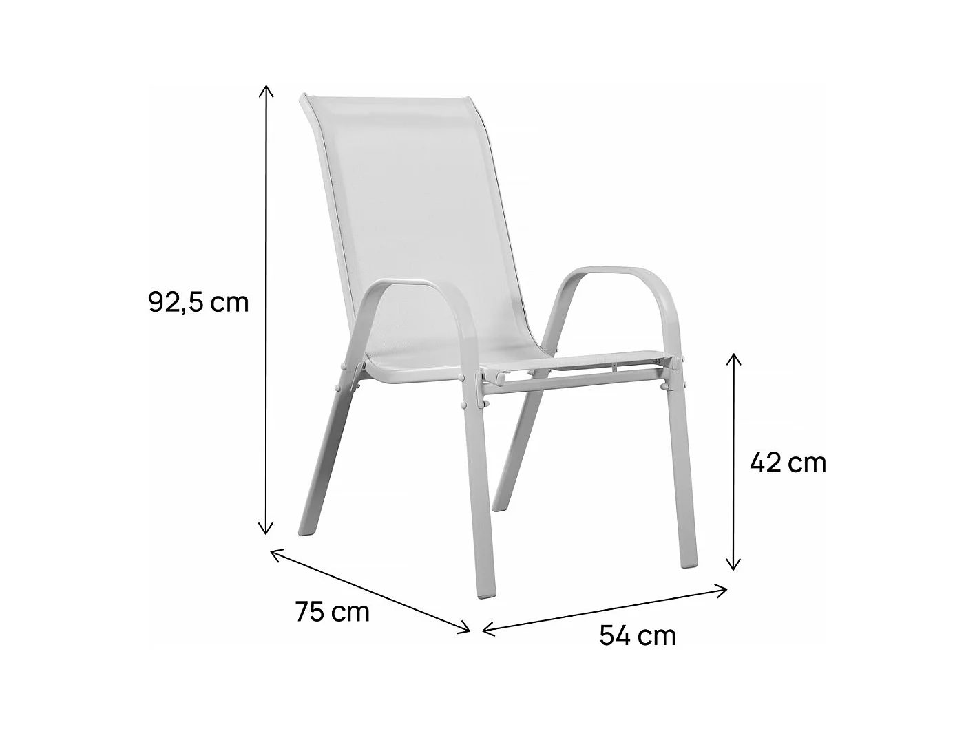 Sedia da giardino textilene "Cordoba" -Phoenix- Grigio chiaro-Set di 2