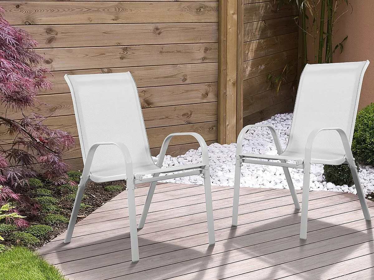 Fauteuil jardin Textilène "Cordoba" - Phoenix - Gris clair - Lot de 2