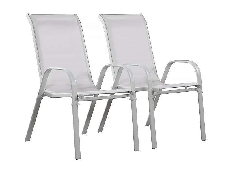 Fauteuil jardin Textilène "Cordoba" - Phoenix - Gris clair - Lot de 2