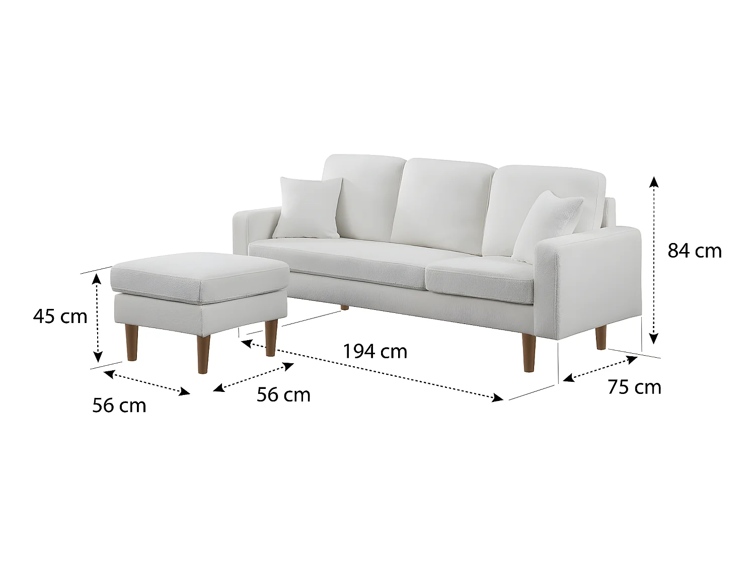 Ecksofa reversibel aus Stoff "Gabby" - 3-Sitzer - Weiß